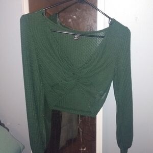 Green shein cropped shirt size small